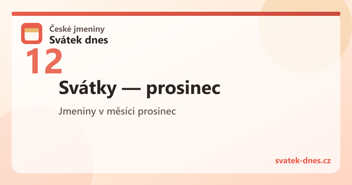Svátky v měsíci prosinec