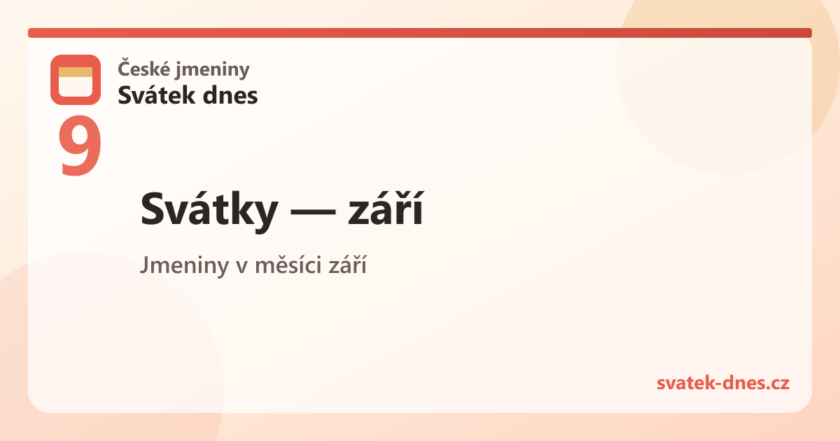 Svátky v měsíci září