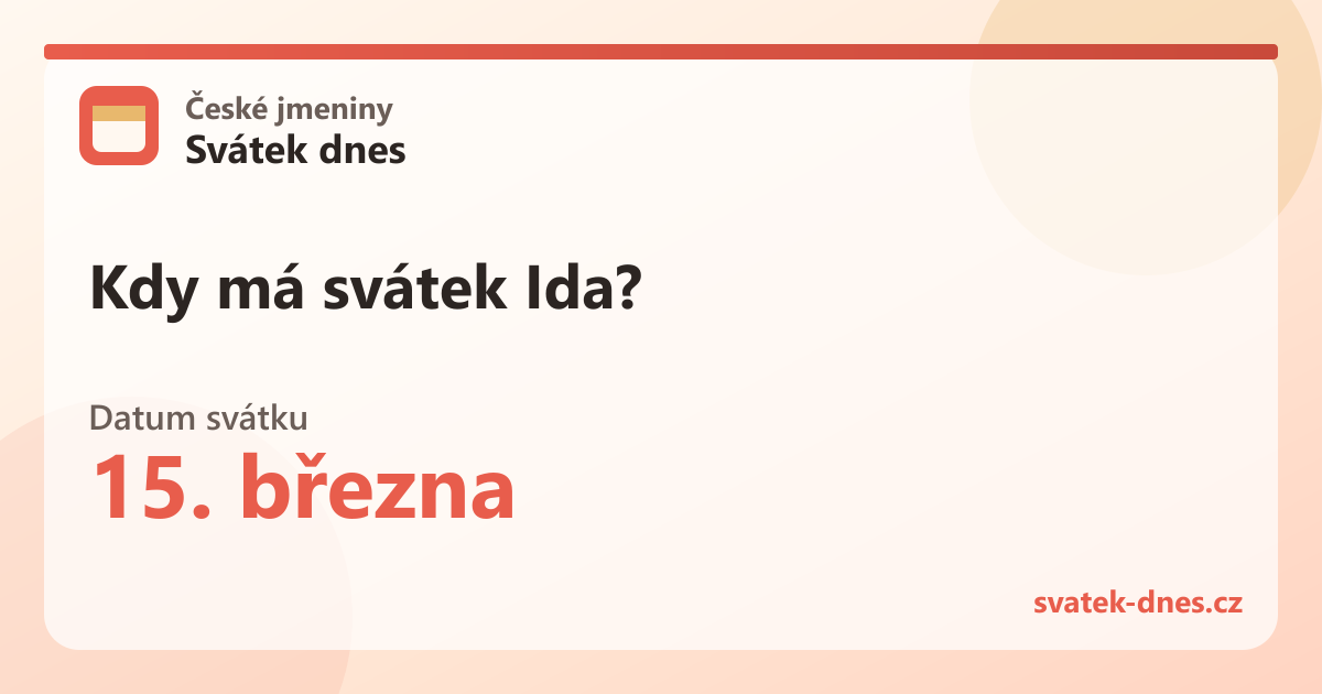 Kdy má svátek Ida? 15. března