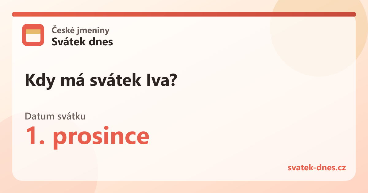 Kdy má svátek Iva? 1. prosince